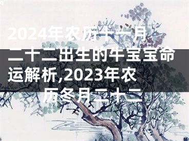 2024年农历十一月二十二出生的牛宝宝命运解析,2023年农历冬月二十二