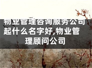 物业管理咨询服务公司起什么名字好,物业管理顾问公司