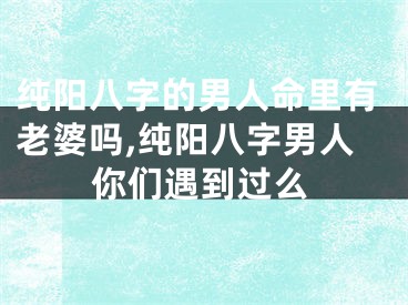 纯阳八字的男人命里有老婆吗,纯阳八字男人你们遇到过么