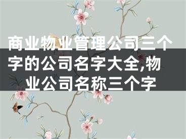 商业物业管理公司三个字的公司名字大全,物业公司名称三个字