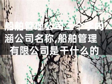 船舶管理公司三个字内涵公司名称,船舶管理有限公司是干什么的