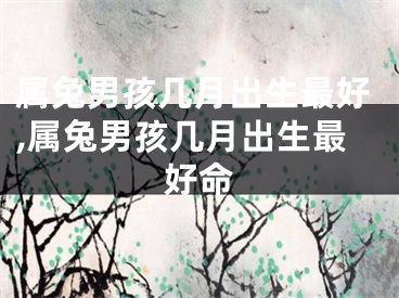 属兔男孩几月出生最好,属兔男孩几月出生最好命
