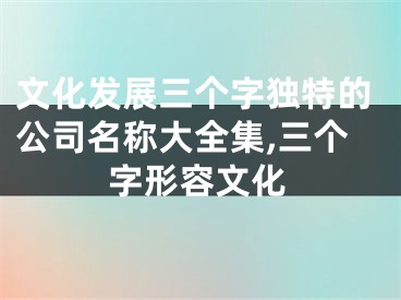 文化发展三个字独特的公司名称大全集,三个字形容文化