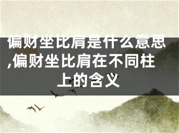 偏财坐比肩是什么意思,偏财坐比肩在不同柱上的含义