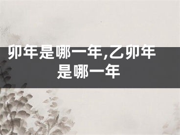 卯年是哪一年,乙卯年是哪一年