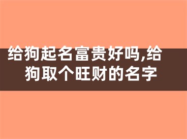 给狗起名富贵好吗,给狗取个旺财的名字