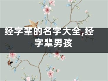 经字辈的名字大全,经字辈男孩