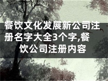 餐饮文化发展新公司注册名字大全3个字,餐饮公司注册内容