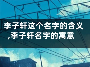 李子轩这个名字的含义,李子轩名字的寓意
