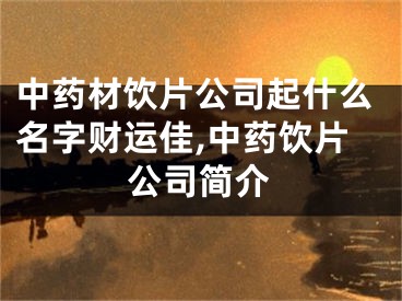 中药材饮片公司起什么名字财运佳,中药饮片公司简介