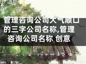 管理咨询公司大气顺口的三字公司名称,管理咨询公司名称 创意