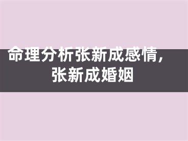 命理分析张新成感情,张新成婚姻