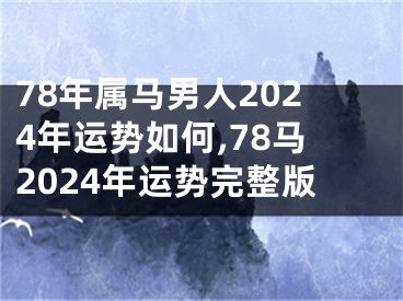 78年属马男人2024年运势如何,78马2024年运势完整版