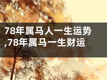 78年属马人一生运势,78年属马一生财运