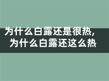 为什么白露还是很热,为什么白露还这么热
