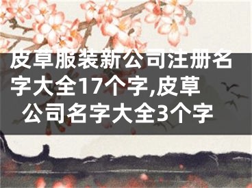 皮草服装新公司注册名字大全17个字,皮草公司名字大全3个字