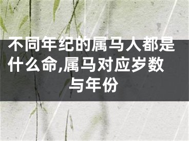 不同年纪的属马人都是什么命,属马对应岁数与年份