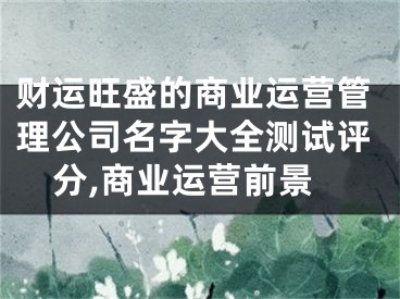 财运旺盛的商业运营管理公司名字大全测试评分,商业运营前景