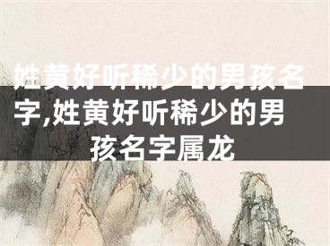 姓黄好听稀少的男孩名字,姓黄好听稀少的男孩名字属龙