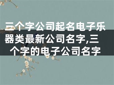 三个字公司起名电子乐器类最新公司名字,三个字的电子公司名字