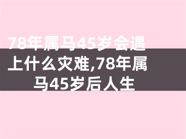 78年属马45岁会遇上什么灾难,78年属马45岁后人生