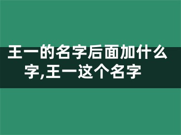 王一的名字后面加什么字,王一这个名字