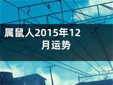 属鼠人2015年12月运势