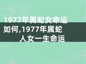 1977年属蛇女命运如何,1977年属蛇人女一生命运
