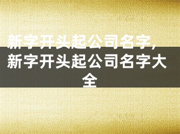 新字开头起公司名字,新字开头起公司名字大全