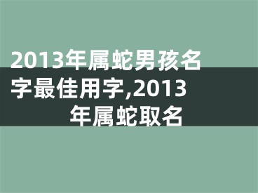 2013年属蛇男孩名字最佳用字,2013年属蛇取名