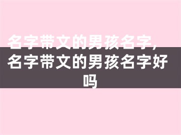 名字带文的男孩名字,名字带文的男孩名字好吗