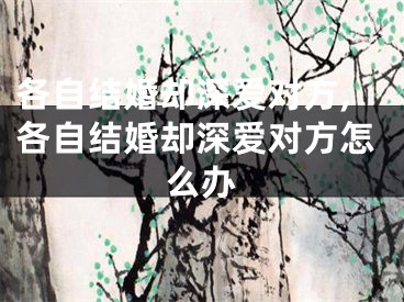 各自结婚却深爱对方,各自结婚却深爱对方怎么办