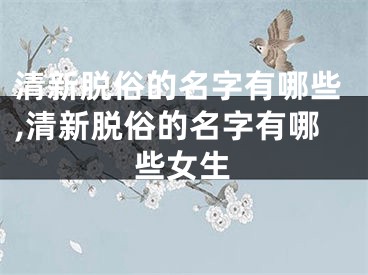 清新脱俗的名字有哪些,清新脱俗的名字有哪些女生