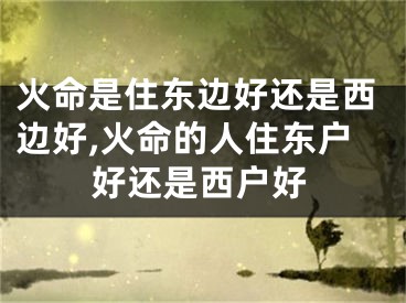 火命是住东边好还是西边好,火命的人住东户好还是西户好
