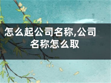怎么起公司名称,公司名称怎么取