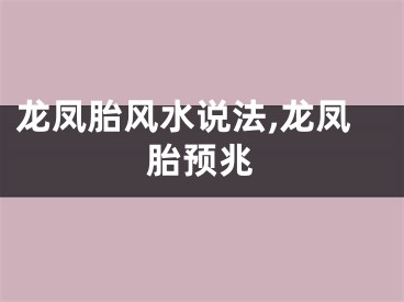 龙凤胎风水说法,龙凤胎预兆