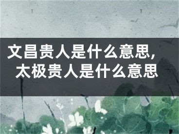 文昌贵人是什么意思,太极贵人是什么意思