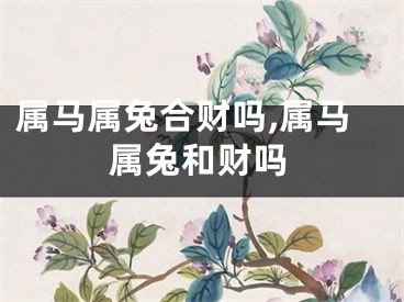 属马属兔合财吗,属马属兔和财吗