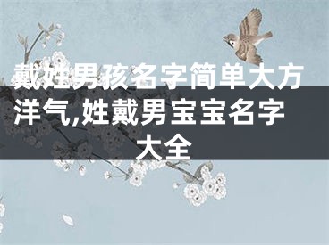 戴姓男孩名字简单大方洋气,姓戴男宝宝名字大全