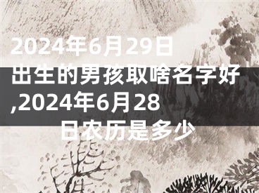 2024年6月29日出生的男孩取啥名字好,2024年6月28日农历是多少