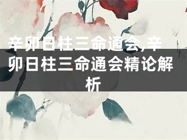 辛卯日柱三命通会,辛卯日柱三命通会精论解析