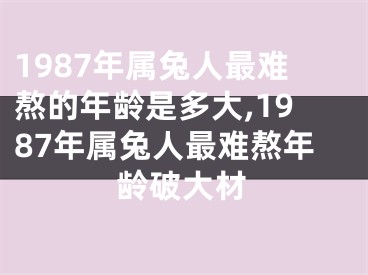 1987年属兔人最难熬的年龄是多大,1987年属兔人最难熬年龄破大材