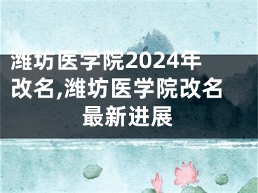 潍坊医学院2024年改名,潍坊医学院改名最新进展