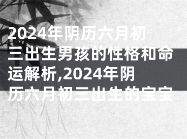 2024年阴历六月初三出生男孩的性格和命运解析,2024年阴历六月初三出生的宝宝