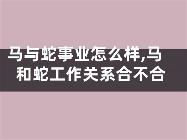 马与蛇事业怎么样,马和蛇工作关系合不合
