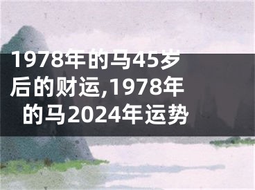 1978年的马45岁后的财运,1978年的马2024年运势