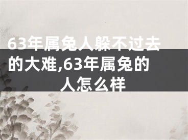 63年属兔人躲不过去的大难,63年属兔的人怎么样