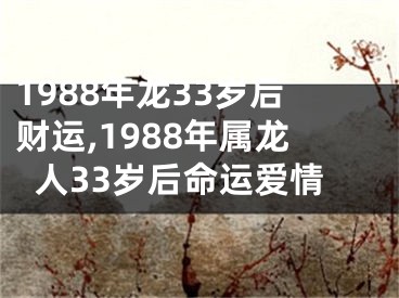 1988年龙33岁后财运,1988年属龙人33岁后命运爱情