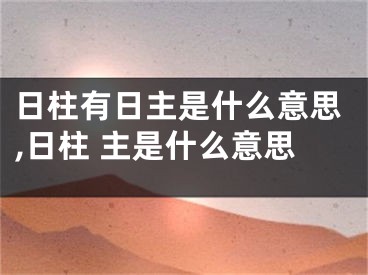 日柱有日主是什么意思,日柱 主是什么意思