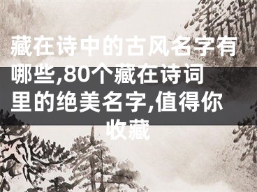 藏在诗中的古风名字有哪些,80个藏在诗词里的绝美名字,值得你收藏